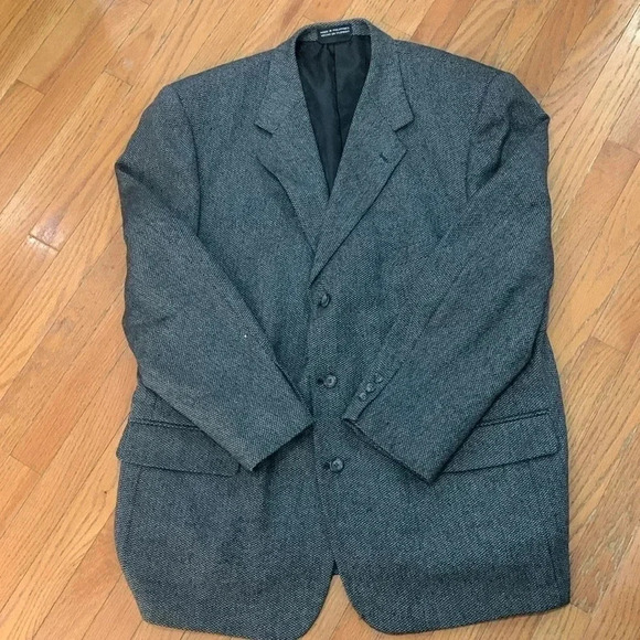 Men’s Stafford Sports Coat Size 50R Black And Gray EUC - Picture 2 of 12